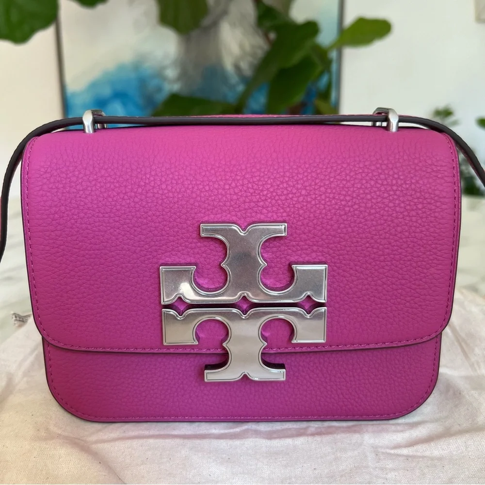 NWT TORY BURCH Small Eleanor Convertible Shoulder Bag In Plumberry Leather Suede - Picture 2 of 14